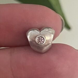 Pandora Pink CZ Puffed Heart Charm, Sterling Silver, 925